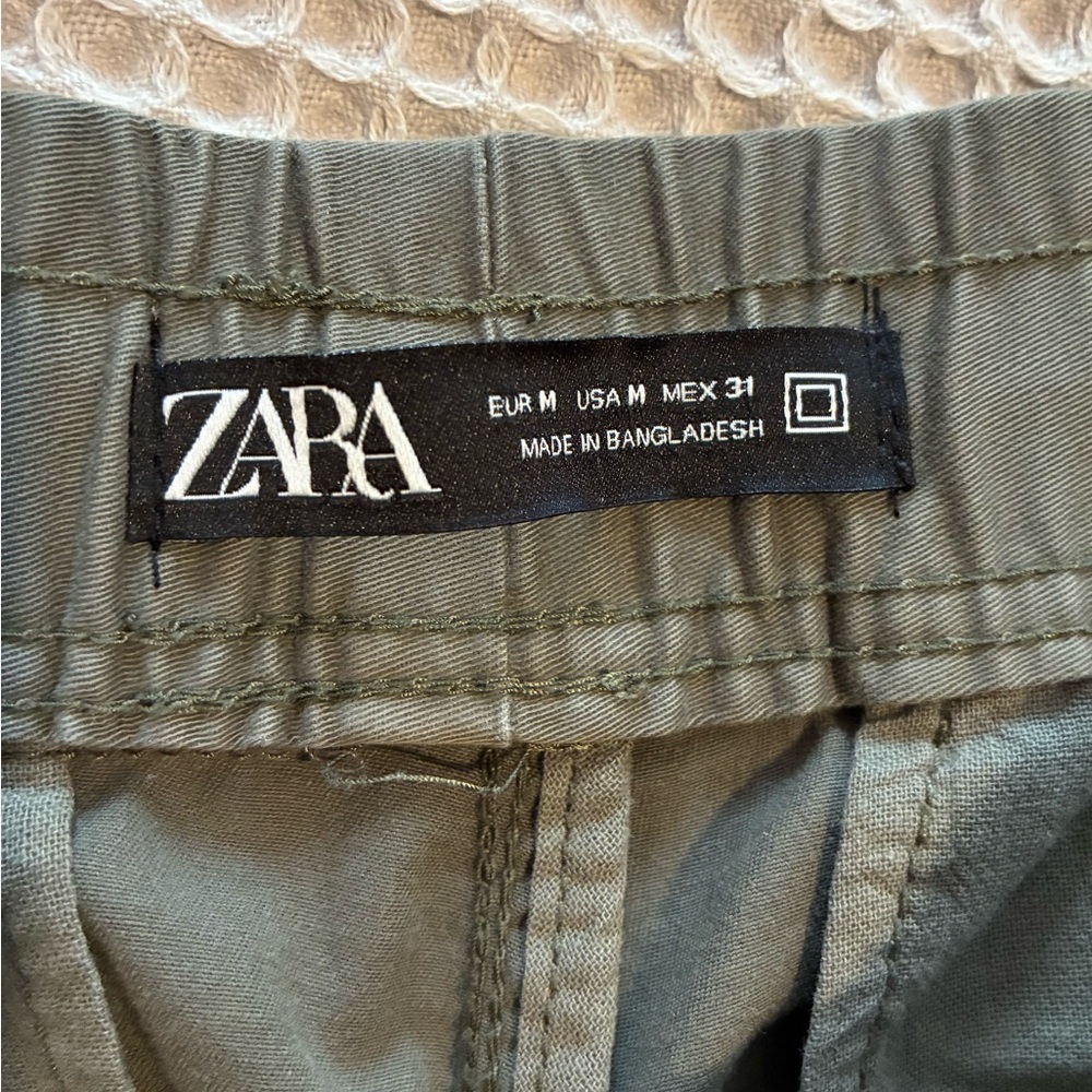 Men's Olive Jogger Pants, Zara, Medium, Drawstring Waist - Picture 4 of 4